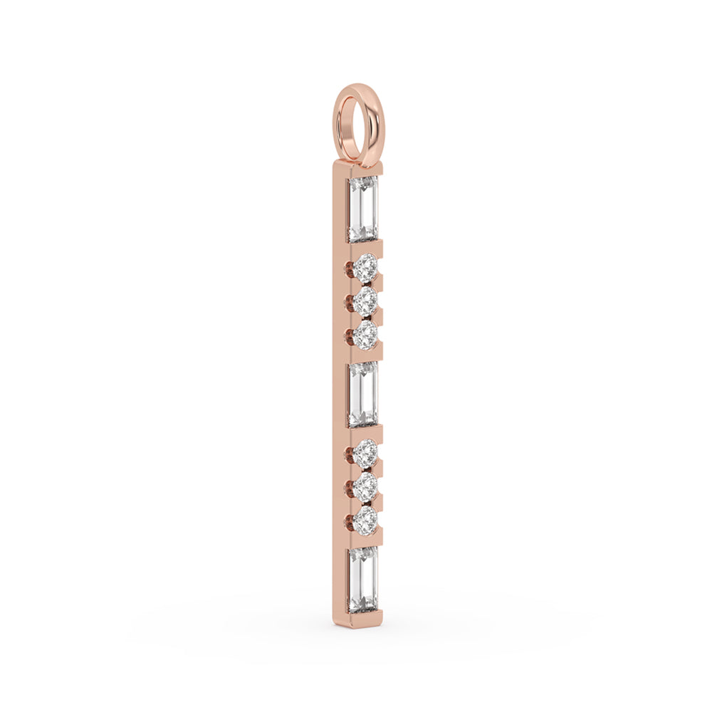 Diamond Bar Pendant In Rose Gold