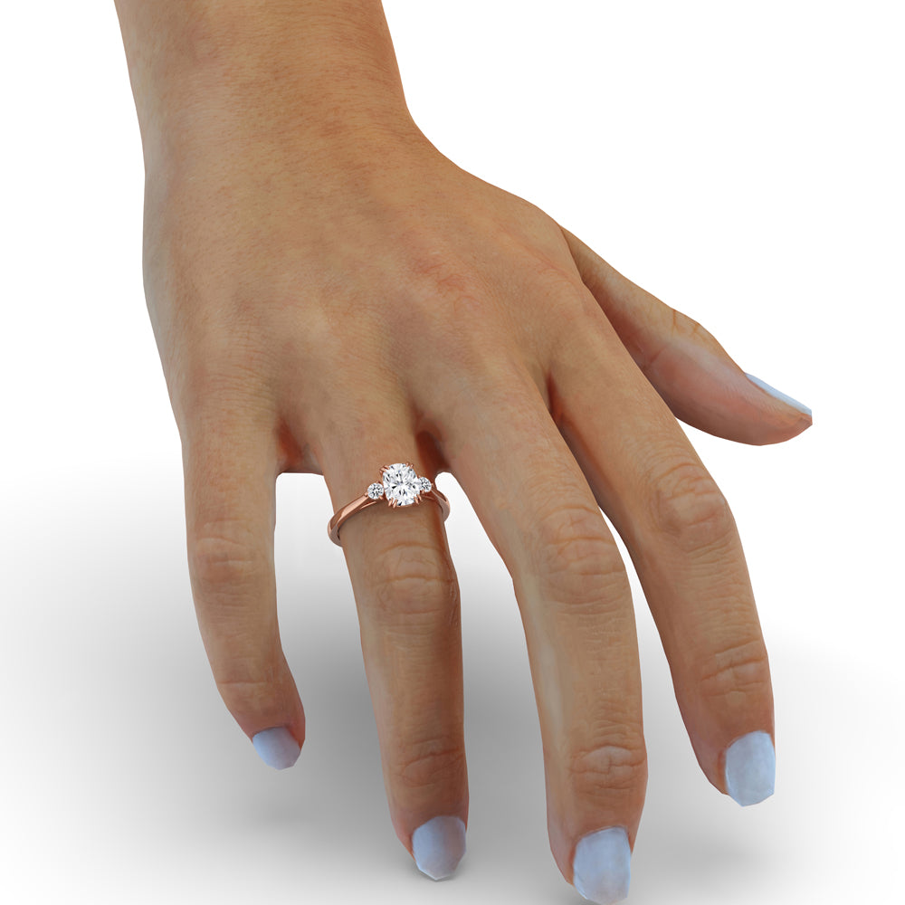 Double Claw Prong Cushion Engagement Ring