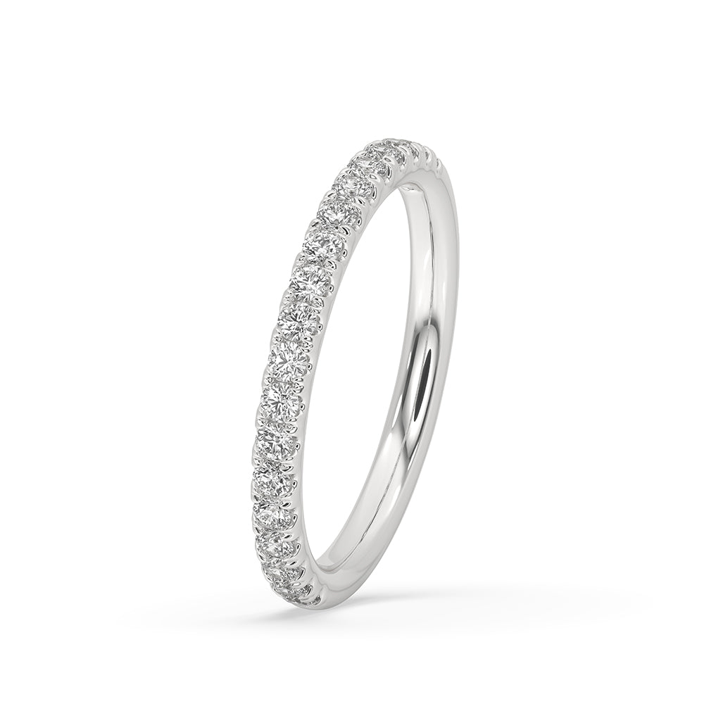 White gold engagement band with round diamonds for added sparkle.
