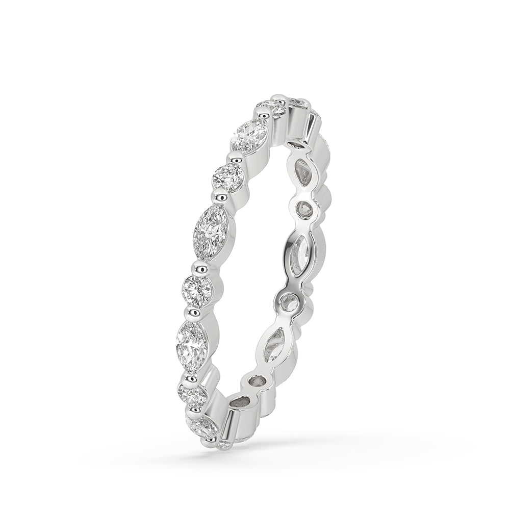 Full eternity band with marquise design for an elegant look.
