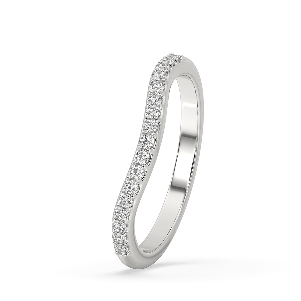 Half eternity wedding band with a curved wedding band gold setting.
