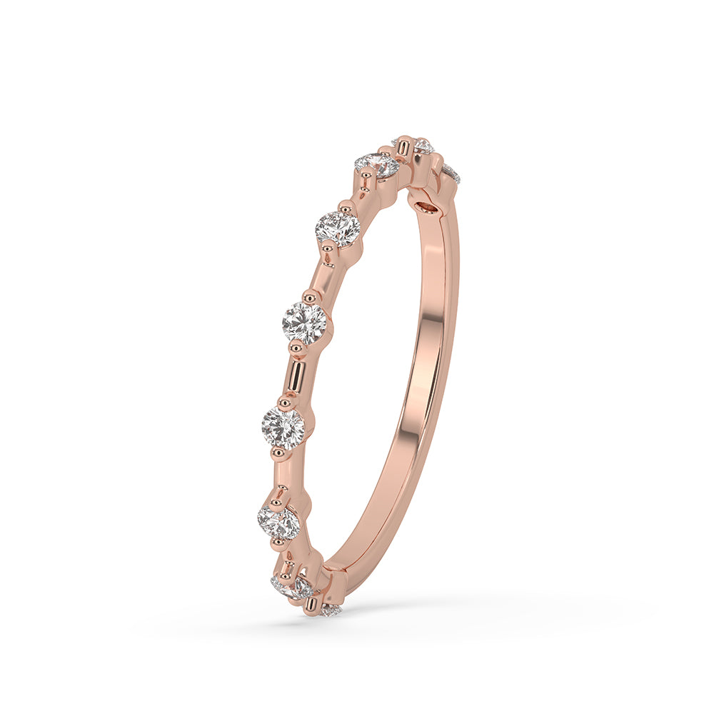 Rose Gold Half Eternity Band, carat diamonds wedding band, IGI certified.