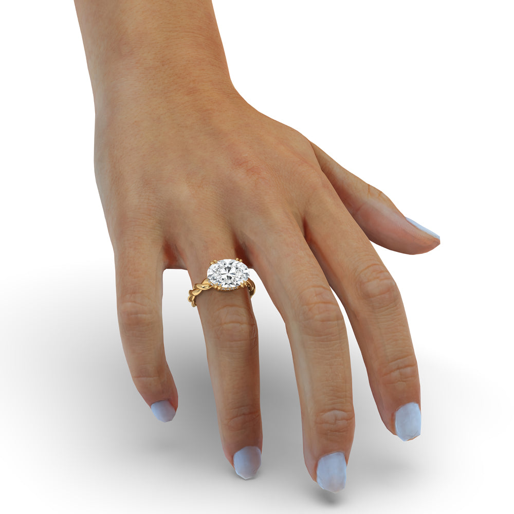 Twisted engagement ring with IGI certified lab grown diamonds.