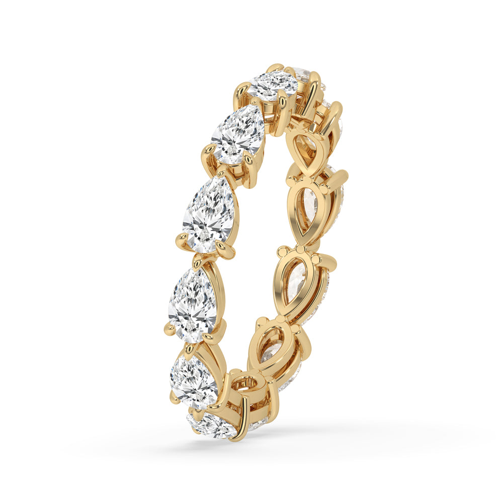 Yellow gold diamond wedding band with brilliant stones.