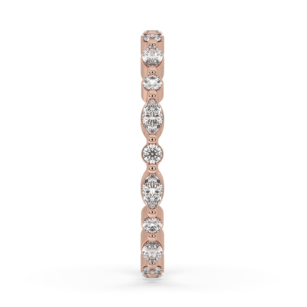 Diamond marquise band set in a stunning marquise diamond wedding band.
