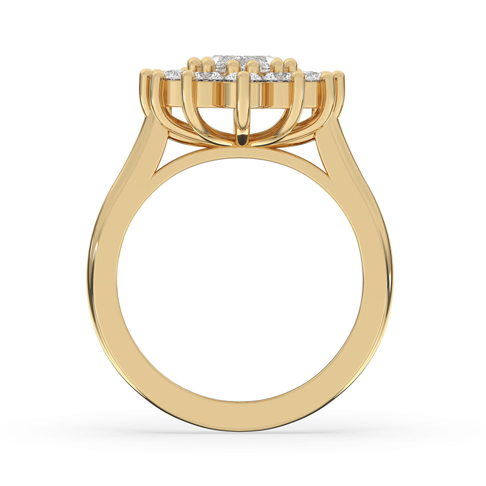 Cluster Halo Engagement Ring In Yellow Gold