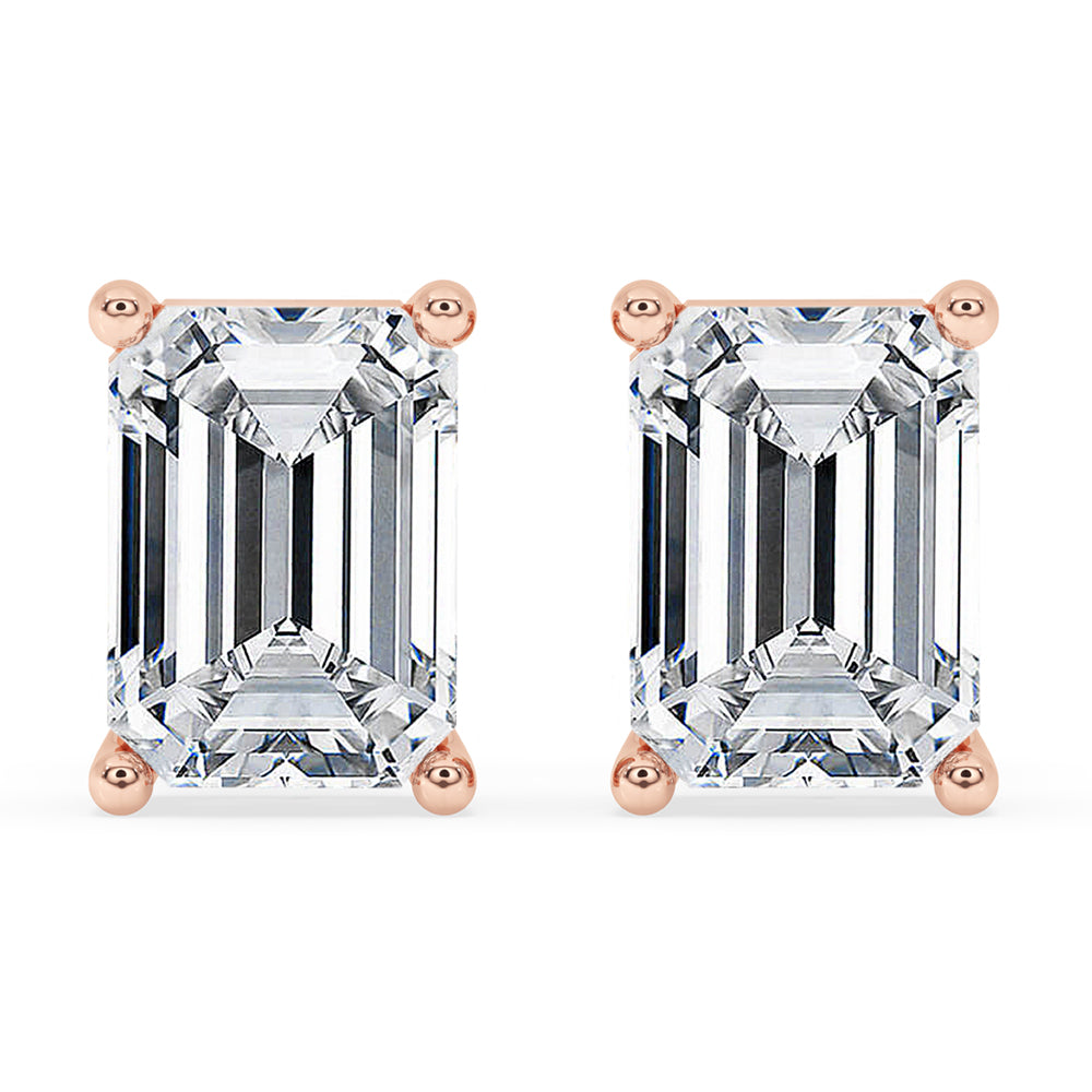 Emerald Cut Earrings with lab-grown diamonds in a prong setting for a timeless look.