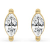 Close-up of marquise diamond earrings with a sleek finish.