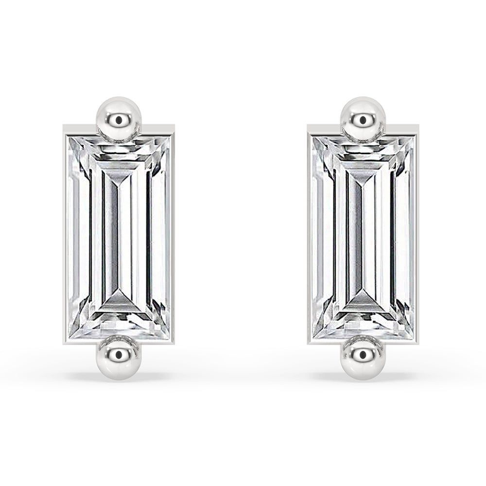 Baguette diamond earrings with a sleek and modern design.
