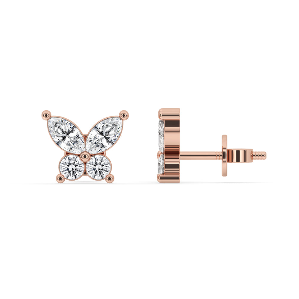 Butterfly Stud Earrings In Rose Gold