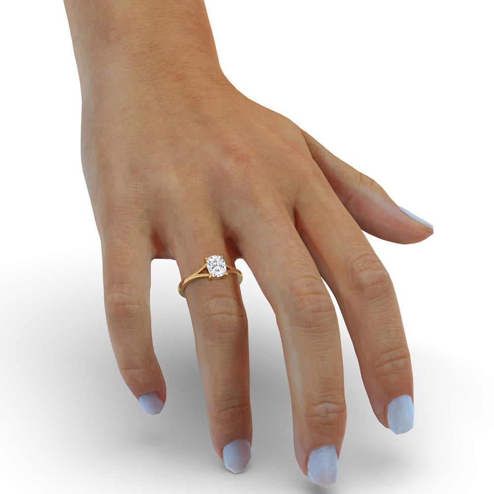 Handcrafted elongated cushion engagement ring featuring a split shank and modern design.
