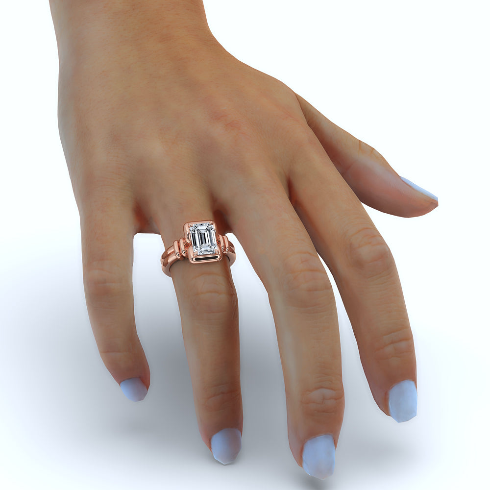 Emerald Cut Solitaire Diamond Engagement Ring