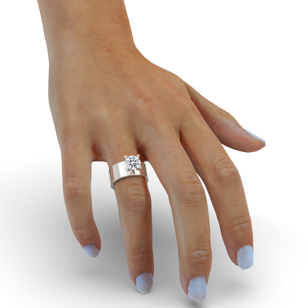 Wide Band Solitaire Engagement Ring