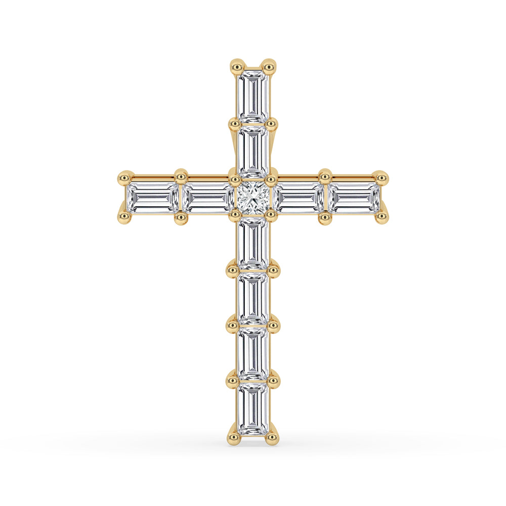 Yellow gold diamond cross pendant with intricate detailing for a timeless and elegant jewellery piece.
