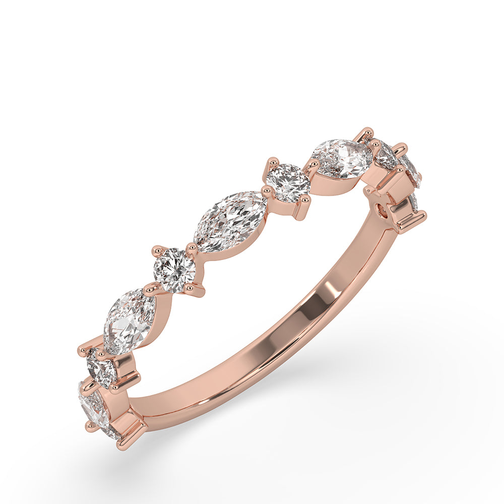 Marquise Diamond Wedding Band – Shared Prong