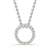 Round diamond pendant necklace set in elegant white gold.
