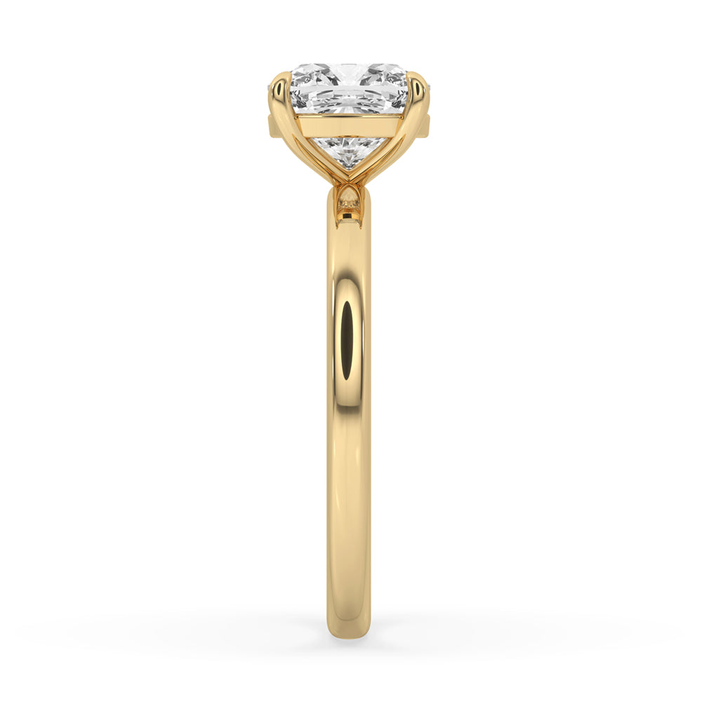 Cushion Cut Solitaire Ring In Yellow Gold