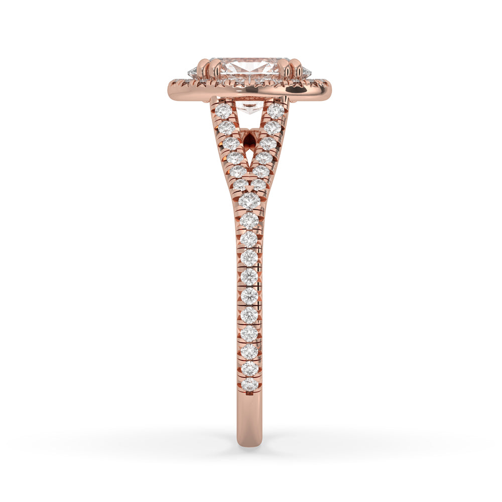 Split Shank Oval Engagement Ring In Rose Gold