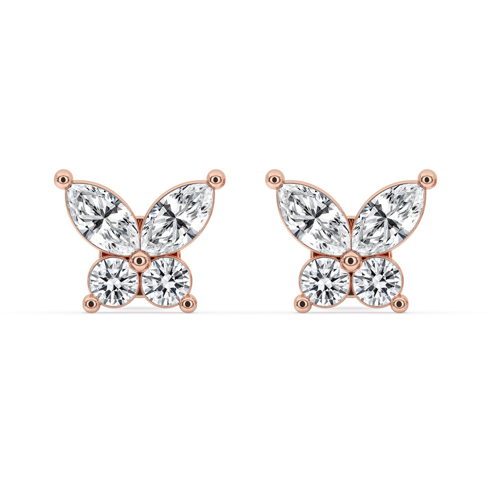 Butterfly Stud Earrings In Rose Gold