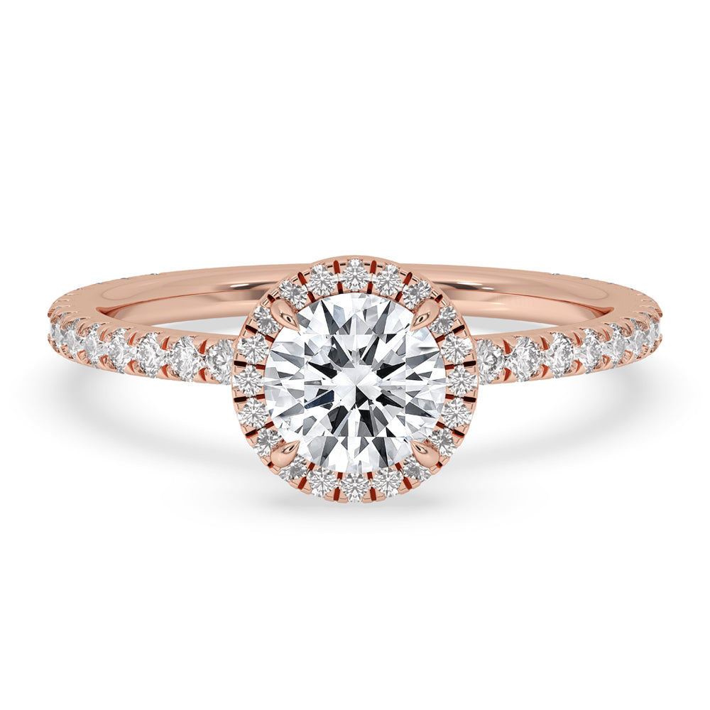 Round Lab Grown Diamond Halo Engagement Ring