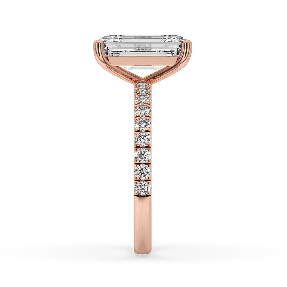 Rose Gold Emerald Cut Engagement Ring