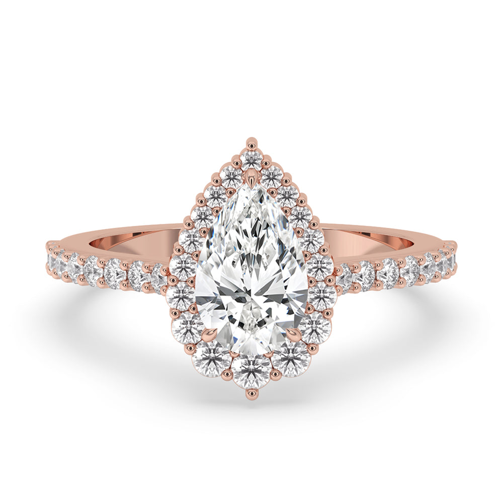 Pear Shaped Diamond Wedding Set With U Shaped Wedding Band