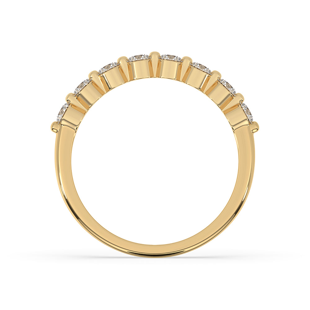 Old mine cut band paired with a yellow gold wedding band for a timeless look.