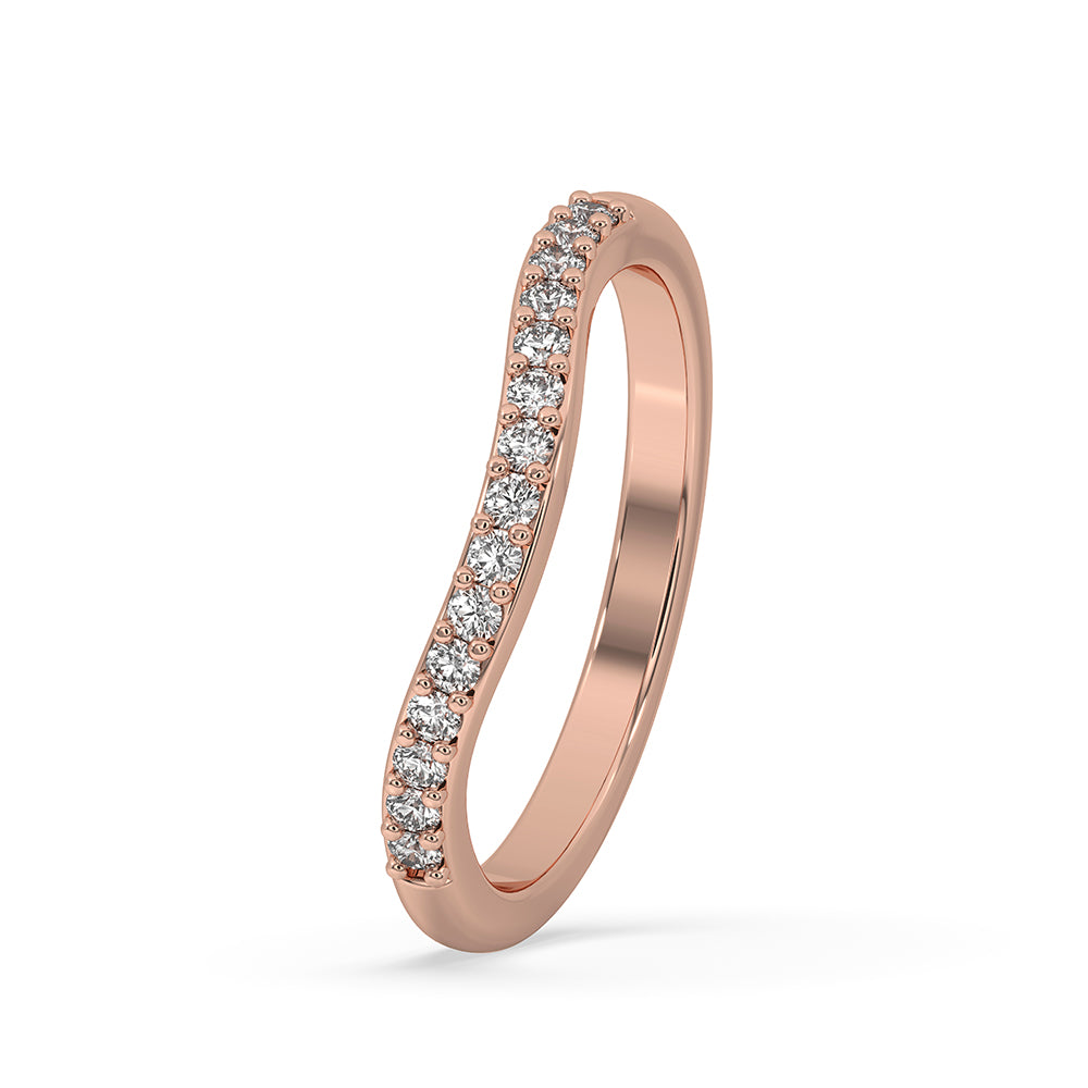 Rose gold band with curved wedding band gold for a unique look.
