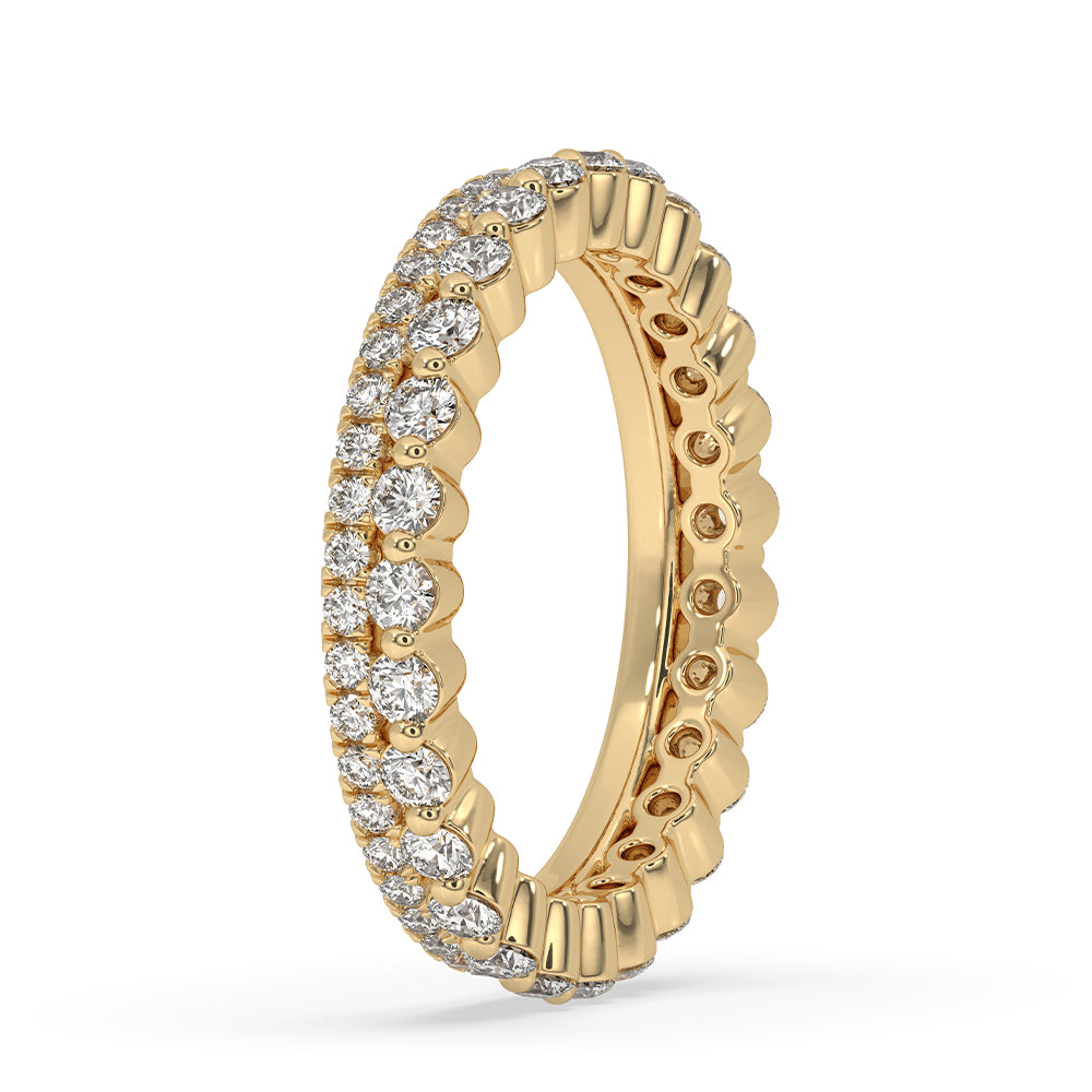 Yellow gold wedding band with a double row band for added elegance.
