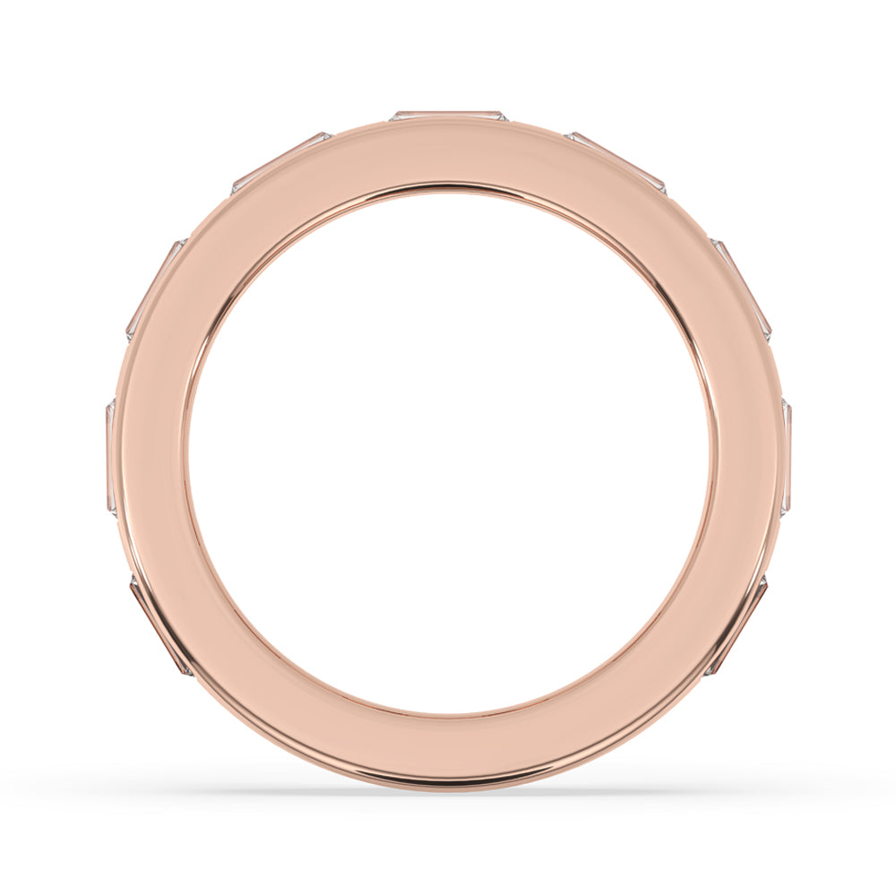 Rose gold wedding band with sophisticated design.
