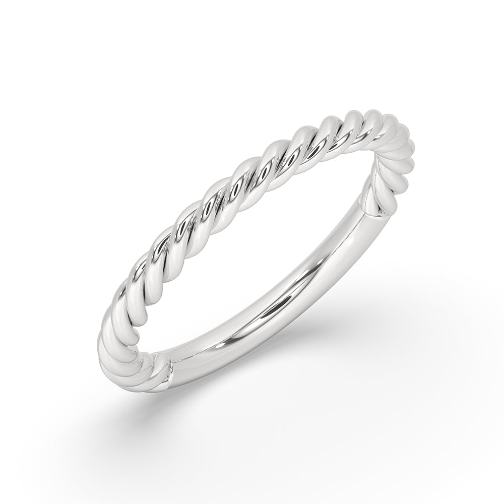 Twisted white gold band with a sparkling white gold wedding band.
