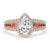 Pear Cut Split Shank Halo Engagement Ring