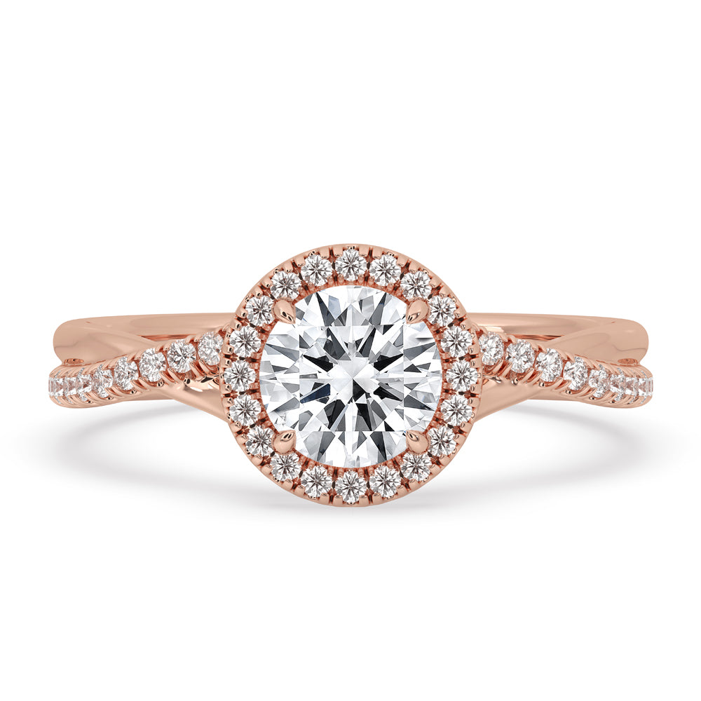 Twisted ring with a unique design, featuring delicate craftsmanship and a stunning diamond centerpiece.