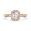 Radiant engagement ring with a sparkling halo design
