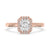 Radiant engagement ring with a sparkling halo design
