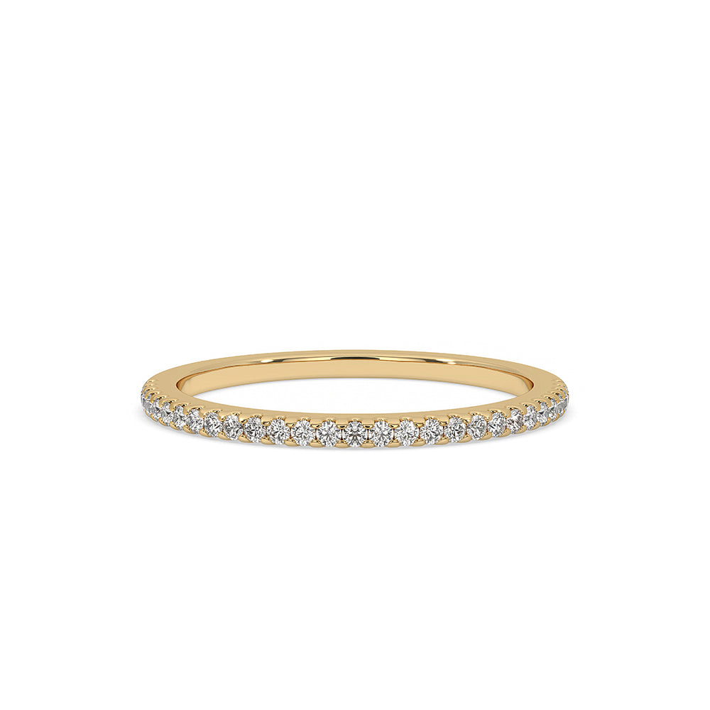 Half Eternity Band round cut wedding band yellow gold wedding band.