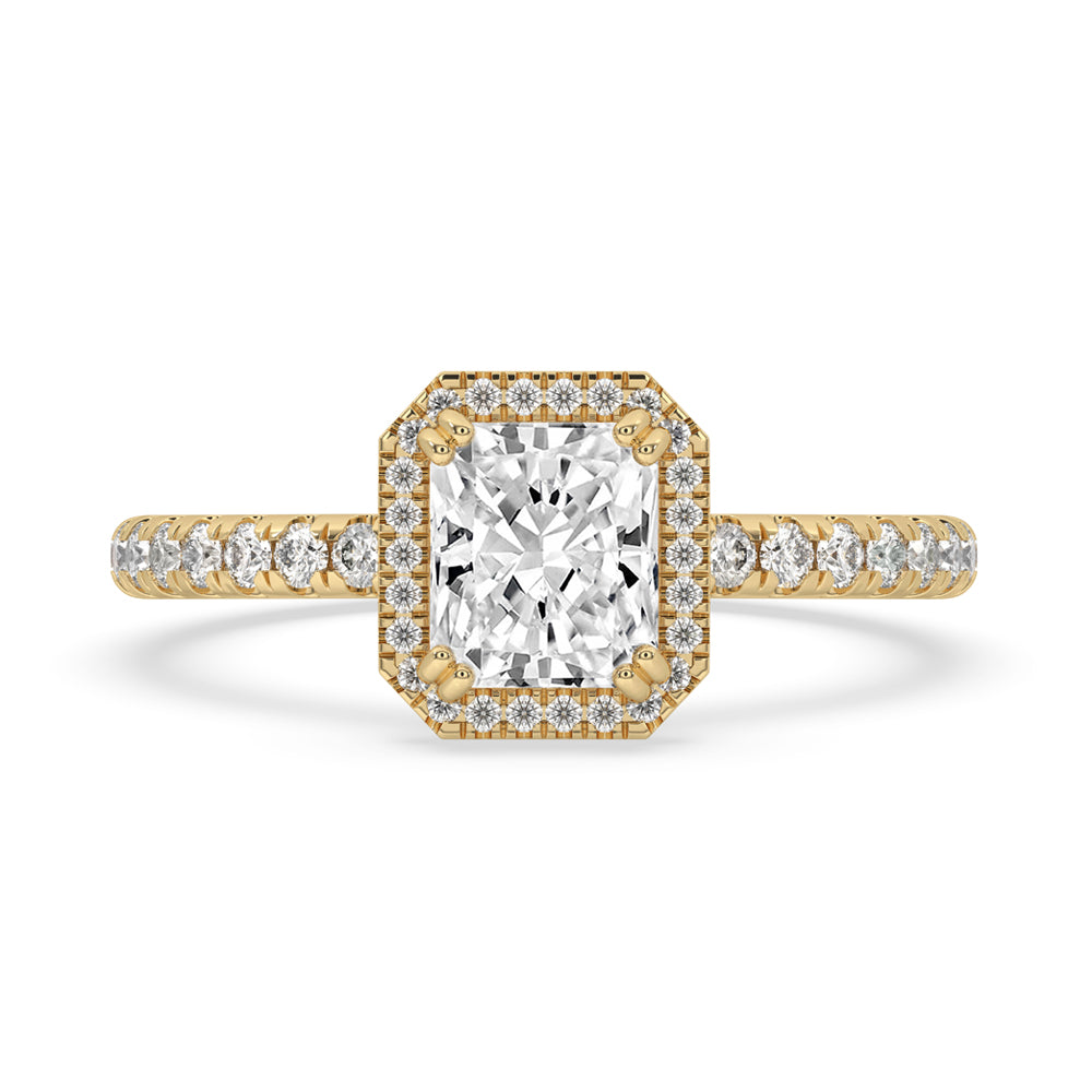 Radiant cut diamond ring with exquisite craftsmanship and a timeless design for modern elegance.
