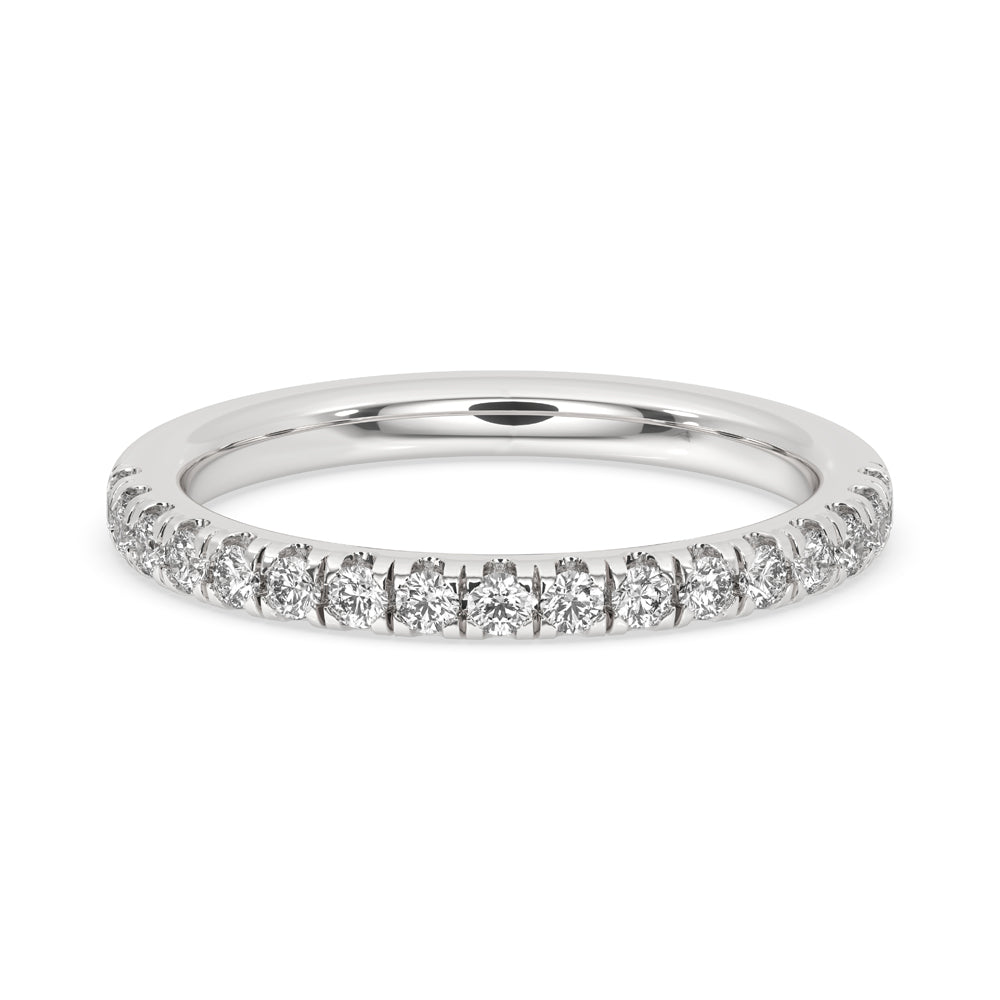 Half eternity wedding band with sparkling diamonds.
