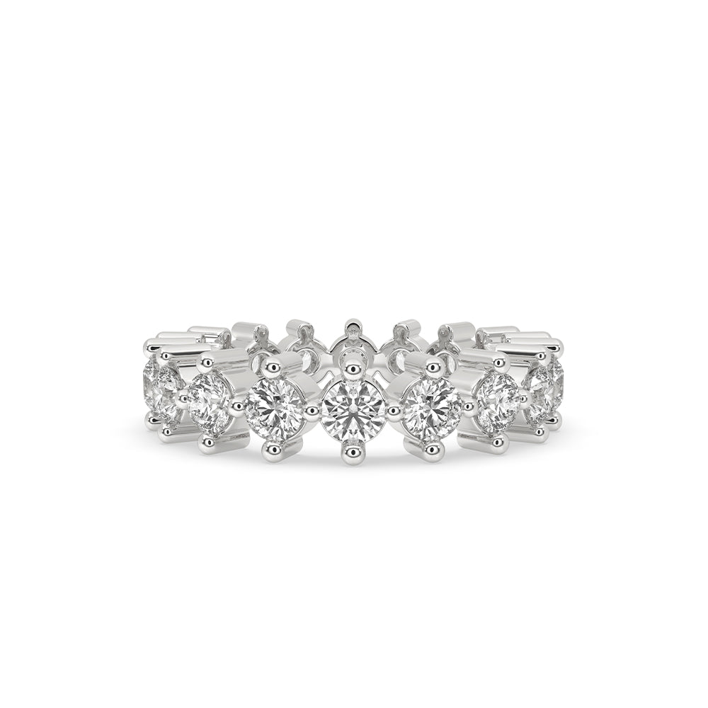 Round diamond wedding band with a stunning round diamond band design.
