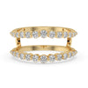 Enhancer wedding band with round cut diamond in yellow gold.
