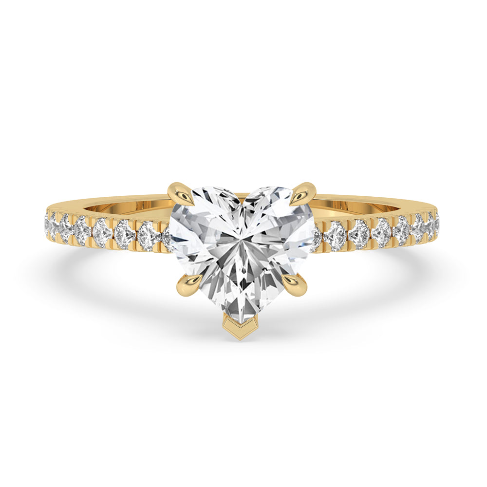 Cathedral Setting Engagement Ring With Heart shape Diamond