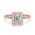 2 carat emerald cut diamond ring with halo setting in gold, perfect for a timeless engagement.
