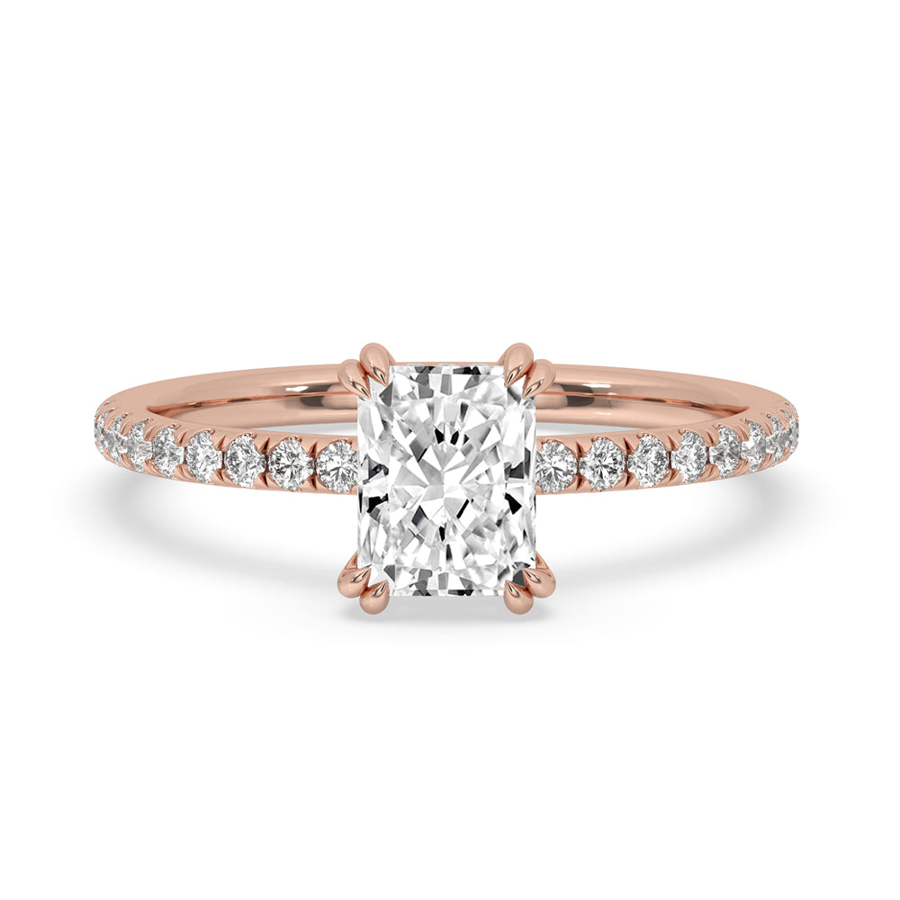 Radiant Cut Engagement Ring With Hidden Halo