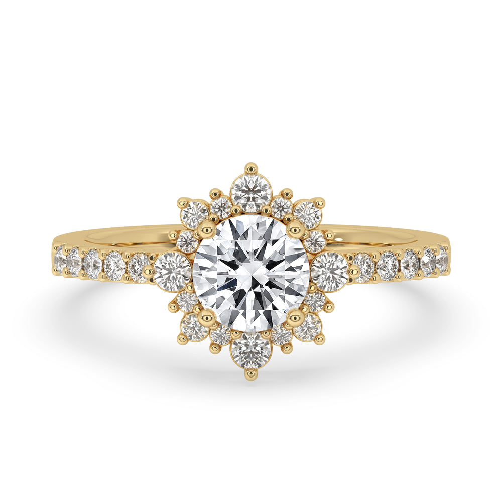 Round Halo Pave Engagement Rings