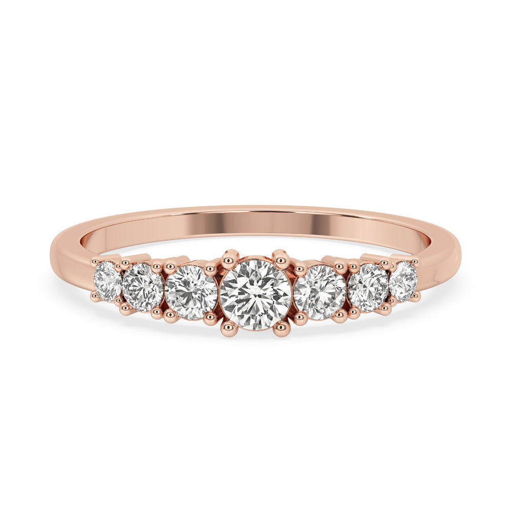 Seven Stone Wedding Band In Rose Gold